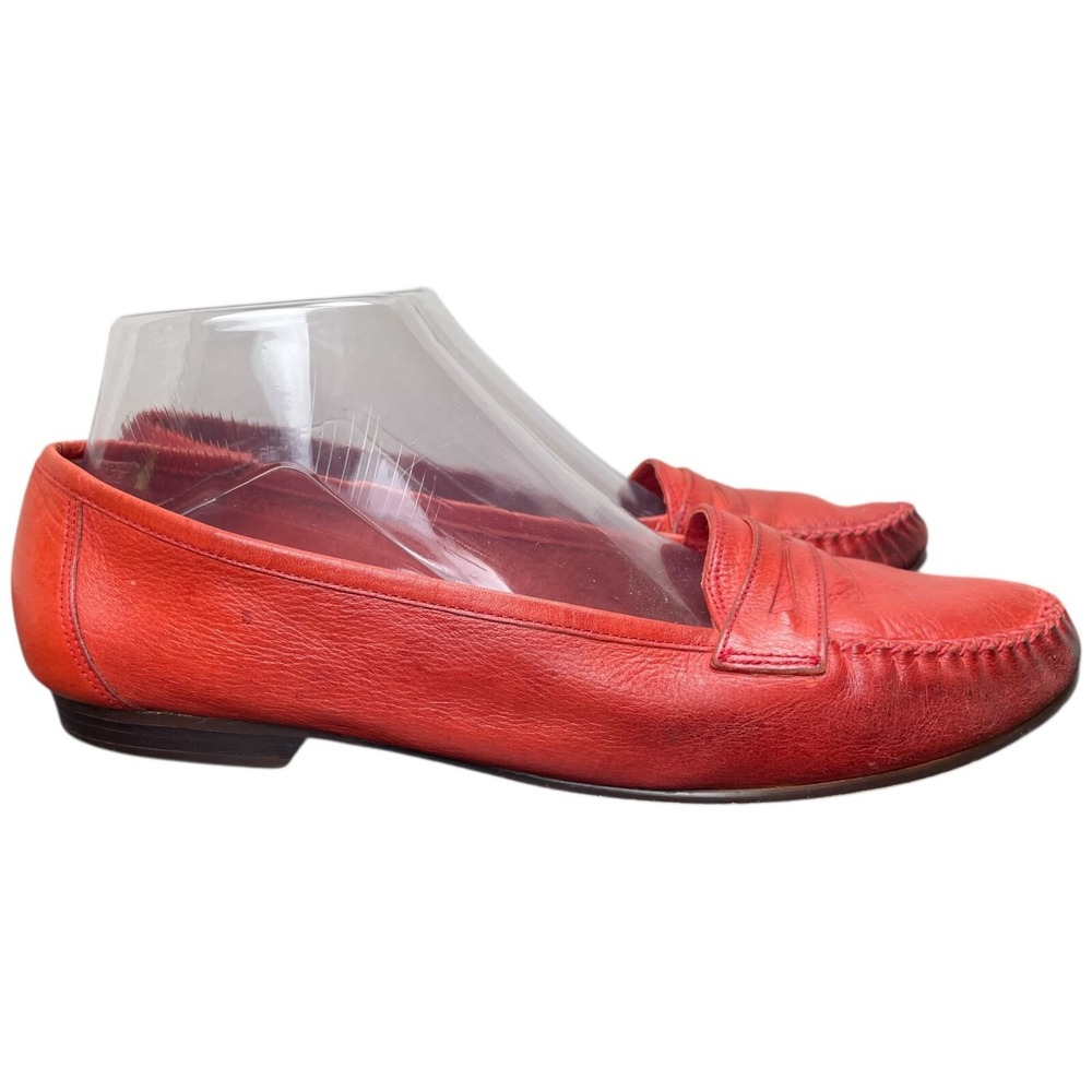 Vintage Pappagallo Penny Loafer Womens 10M Red/Orange  Leather  Casual Preppy - Picture 4 of 16